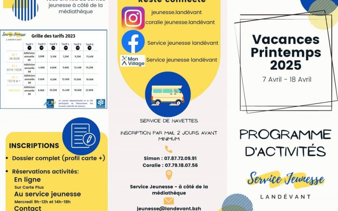 Programme vacances de printemps