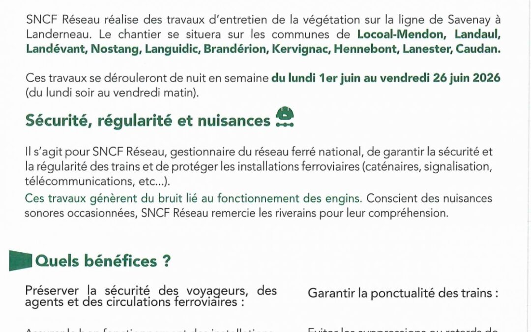 Entretien de la végétation aux abords de la voie ferrée📢