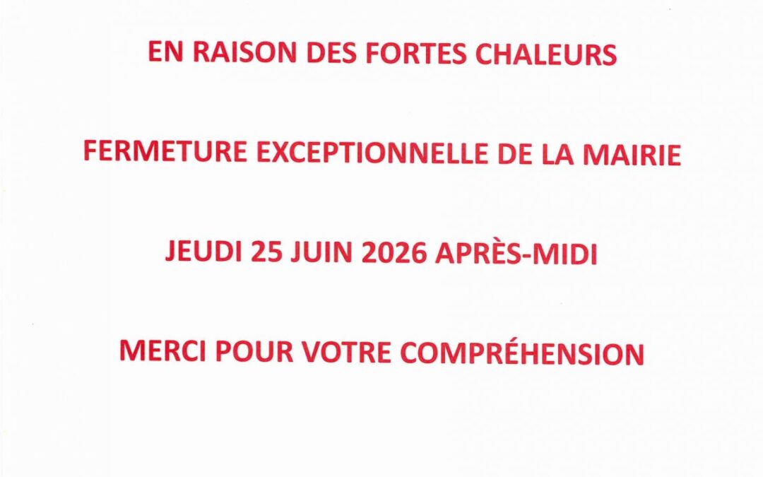 Fermeture exceptionnelle📢